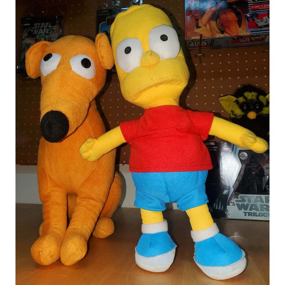 Universal Studios 2018 Simpsons 14" Plush Santa's Little Helper and Bart Simpson